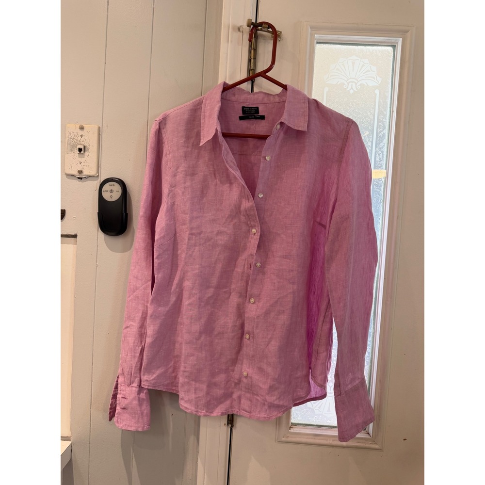 J.Crew Baird McNutt Irish Linen Slim Fit Shirt Pink L3026 Womens Long Sleeve